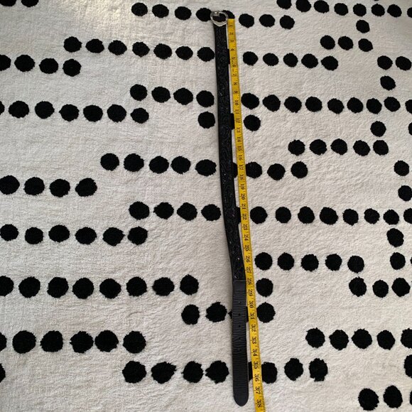 Lucky Brand Leather Beaded Sequin Waist Belt Women's S Black Silver Buckle Y2K - Picture 11 of 12